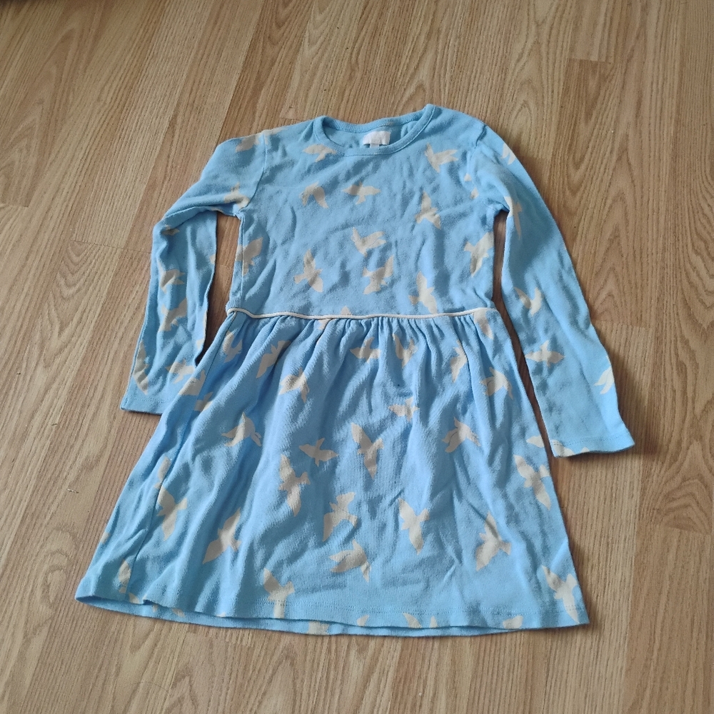 Livly Organic Bird Print Cotton Long Sleeve Dress Sz 5